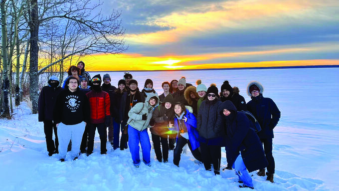 A group of students pose for a photo