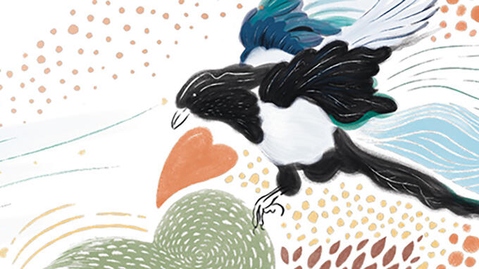 Cartoon image of a magpie