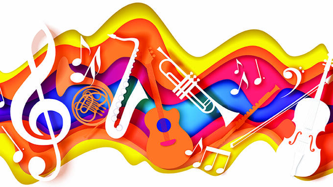 A rainbow of musical instruments