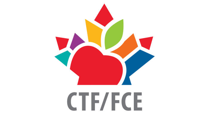 Canadian Teachers Federation logo of a maple leaf with an inset apple