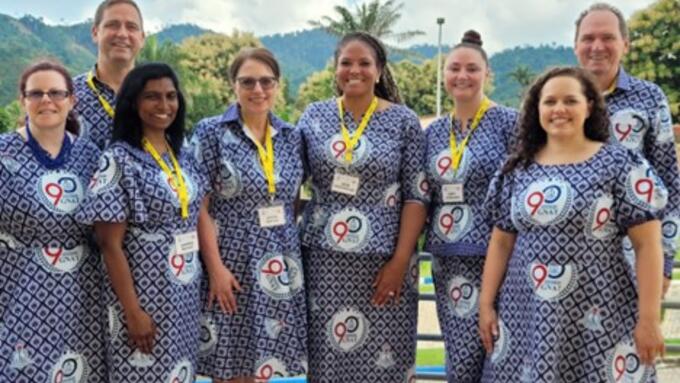 Project Overseas participants show off the uniforms that were made on the spot shortly after their arrival in Ghana.