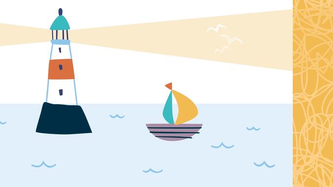 Light house and sail boat