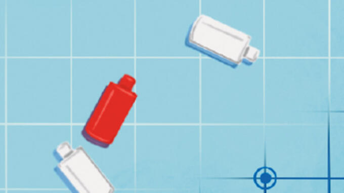 blue background with an illustration of a grid and plastic ship