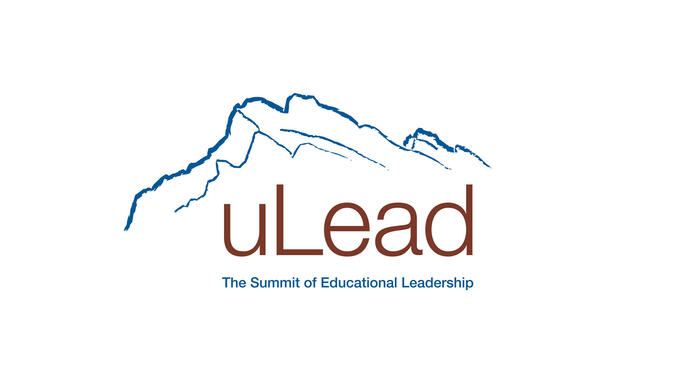 blue mountain line drawing with uLead in red text underneath