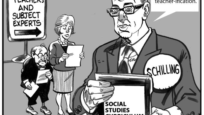 Jason Schilling reviews the proposed social studies curriculum