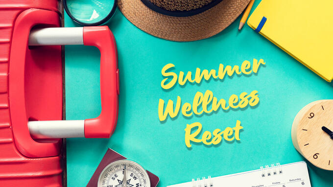 Suitcase, hat and magnifying glass