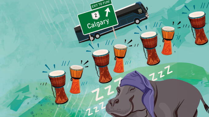 A hippo wearing a nightcap