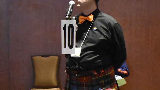 An ARA attendee listens in response to a question