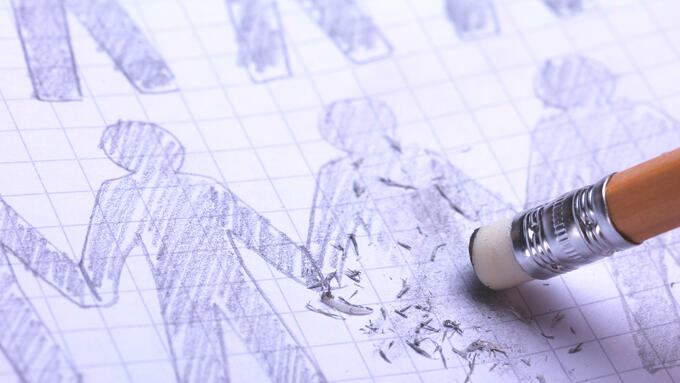 Pencil erasing image of person