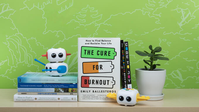 A photo of several books on a bookshelf