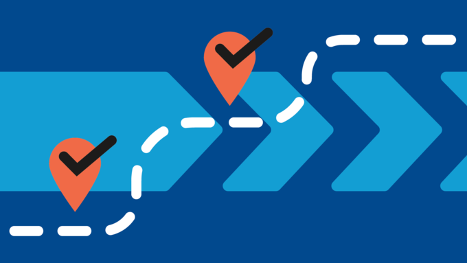 Dotted line depicting a path over markers