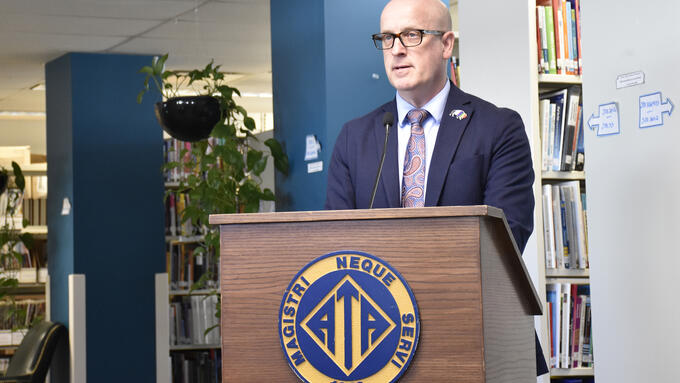 Jason Schilling delivers a press conference