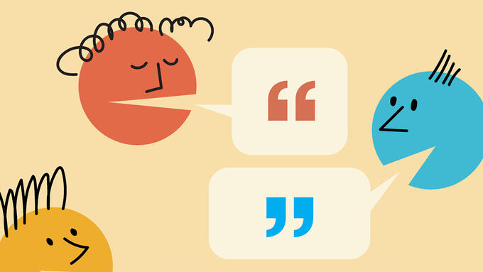 Cartoon heads with speech bubbles