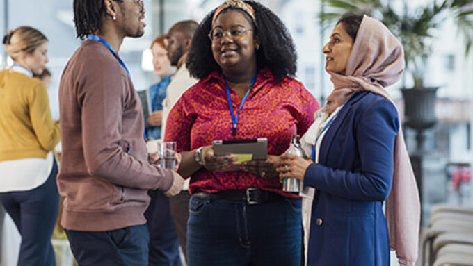 Group of diverse people talking