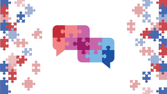 Speech bubbles made out of puzzle pieces