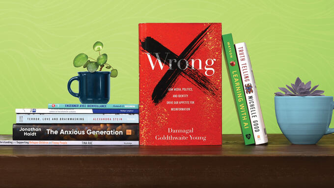 Display of book covers and spines