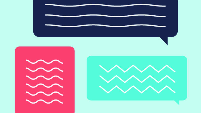 Speech bubbles with wiggly lines as text