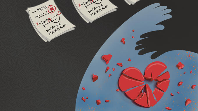 Shadows hugging with a broken heart