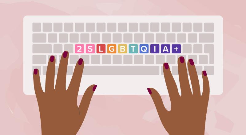 Hands hover over a keyboard highlighting LGBTQ