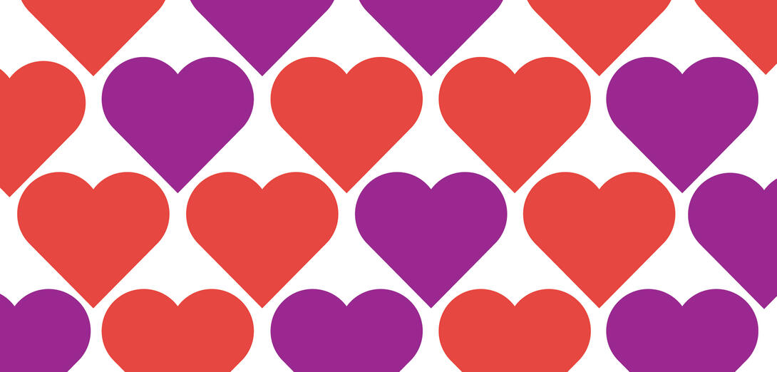 Purple and red heart pattern