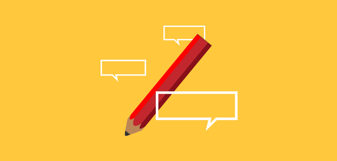 Pencil and speech bubbles